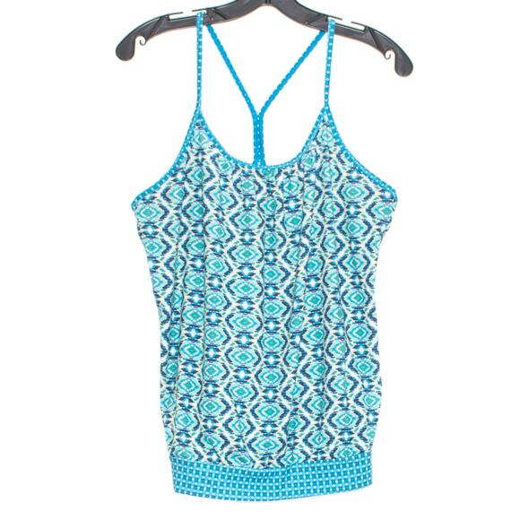 Prana Tank Top Y2K Boho Coastal Grandma Cottage Summer Resort Blue Green Medium - Picture 1 of 2